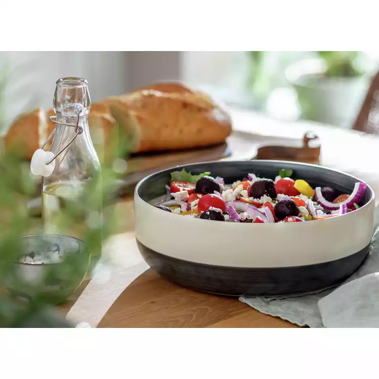 Habitat Artisan Stripe Stoneware Serving Bowl