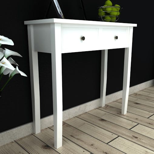 NNEVL Dressing Console Table with Two Drawers White