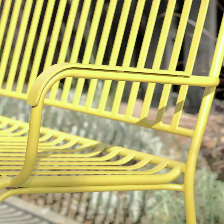 Habitat Indu 2 Seater Metal Garden Bench - Yellow