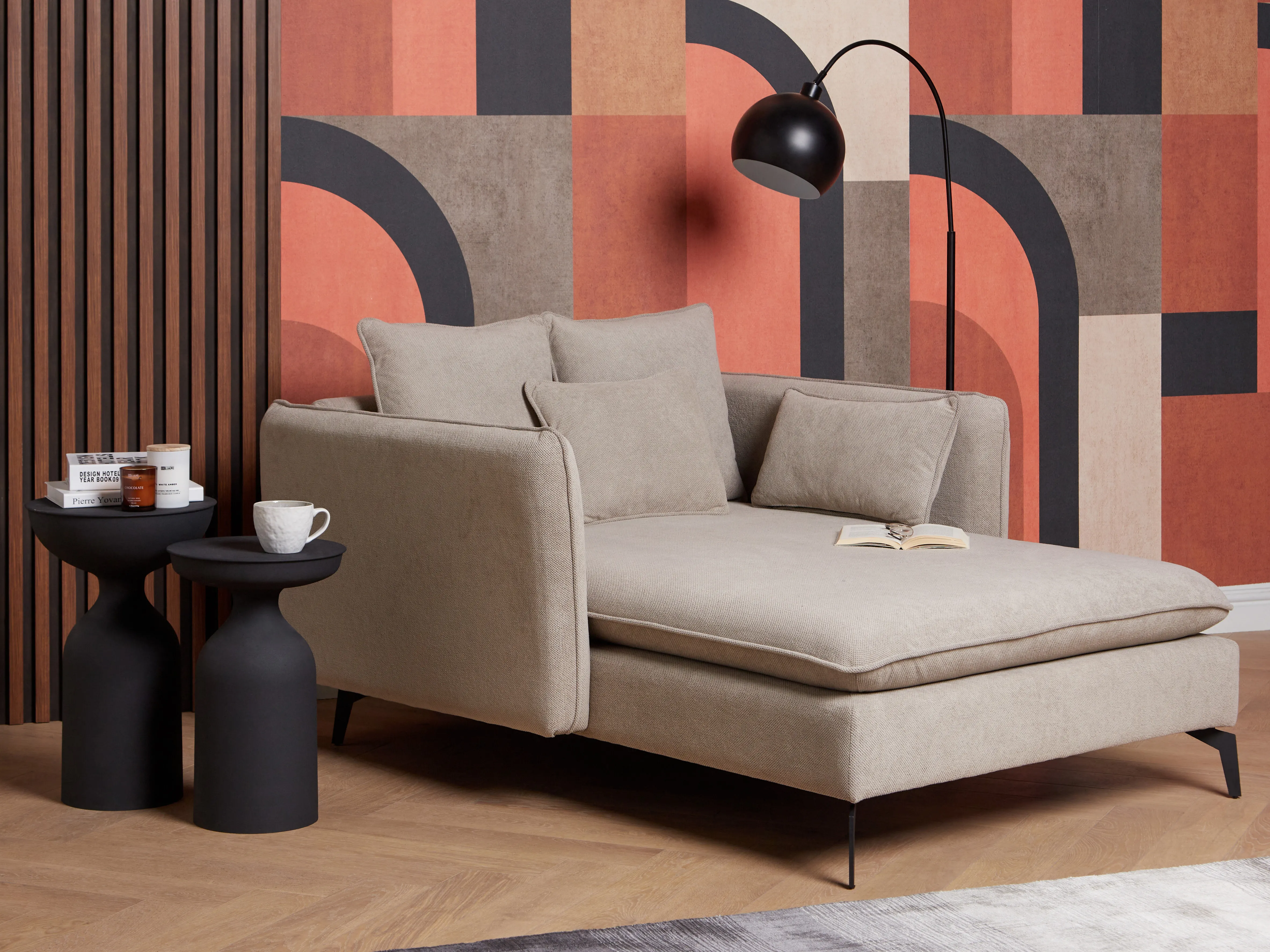 Chaise Longue CHARMES Fabric Taupe