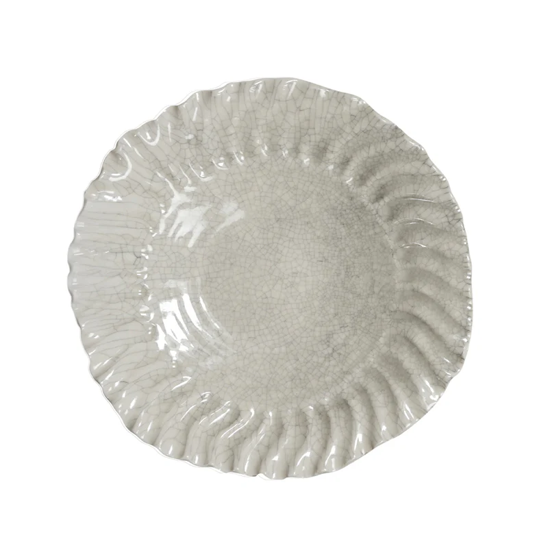 grande assiette creuse quartz craquelé