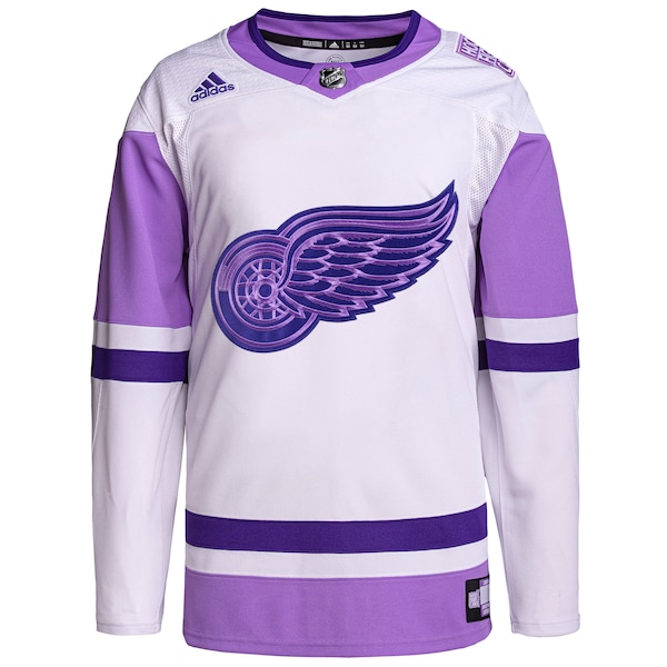 Detroit Red Wings adidas Hockey Fights Cancer Primegreen Authentic Custom Jersey - White/Purple