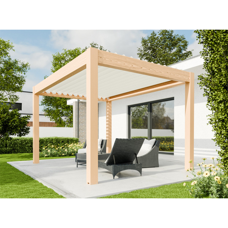 Pergola bioclimatique Capri LDD chêne 4 x 4 x 2,5 m