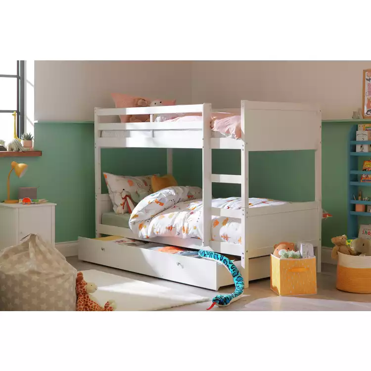Habitat Detachable Bunk Bed, Drawer & 2 Mattresses -White