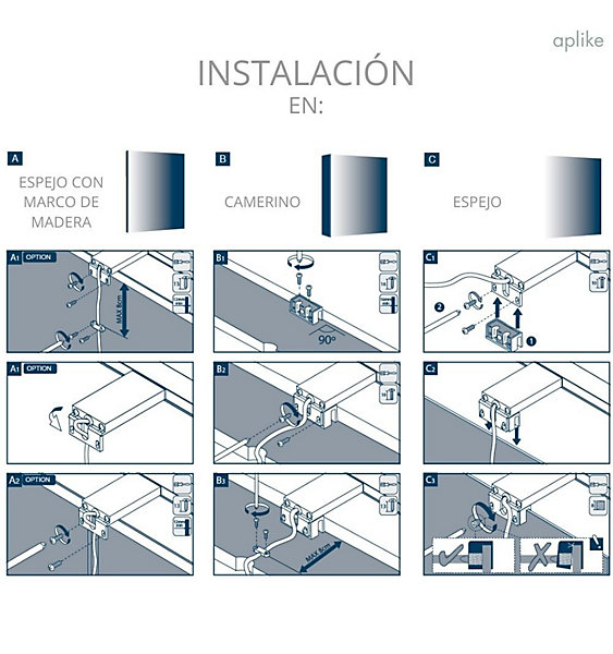 Applique miroir de salle de bain LED à crochets multiples - Dimmable de 3000K à 5700K - 80cm - Modèle Lyra