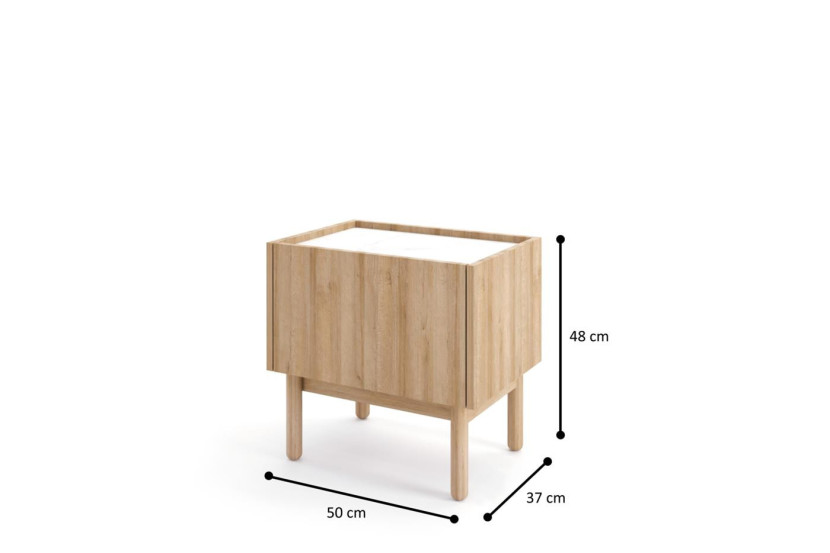 Stolik nocny BOHO S50 dąb riviera/marmur bianco