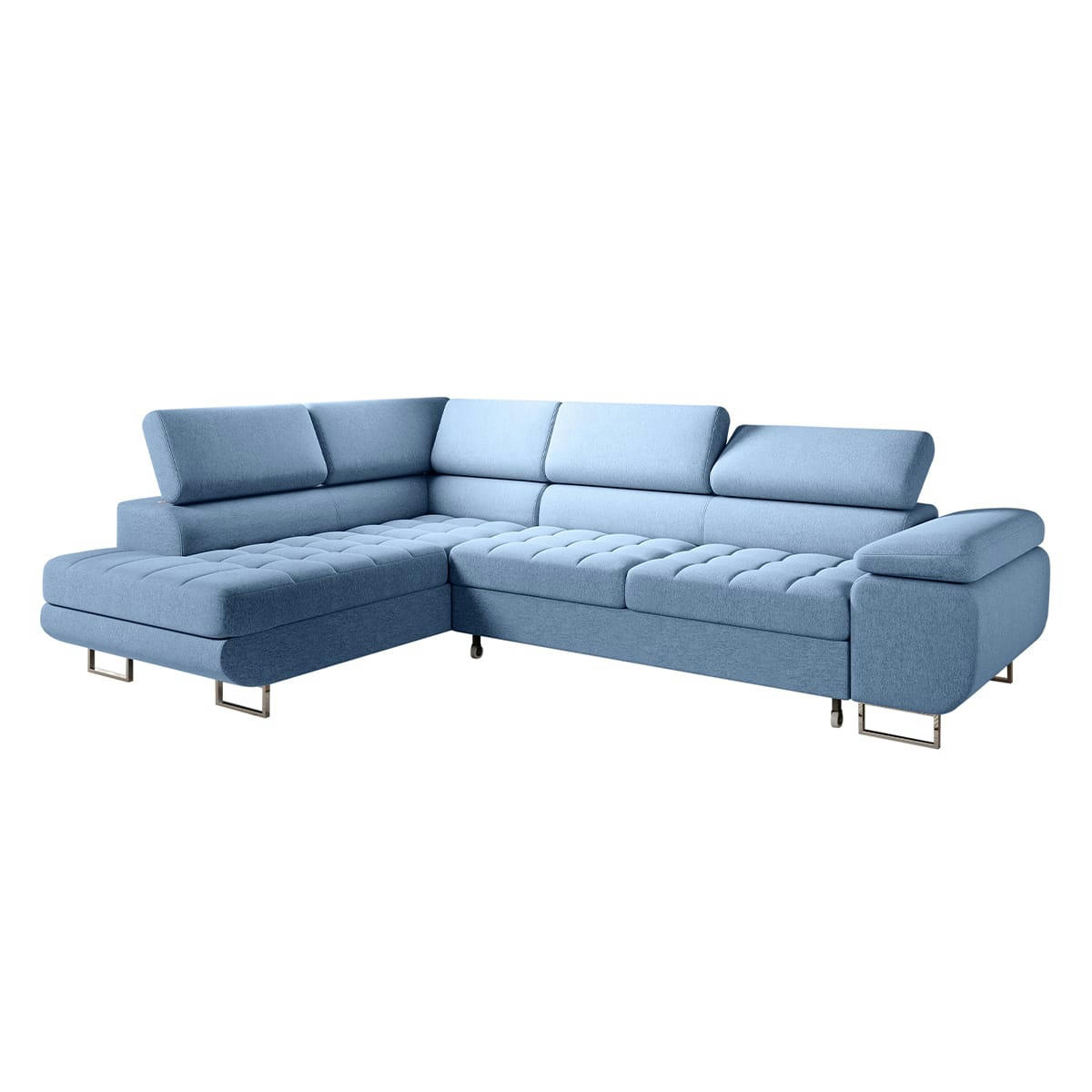 - Canapé d'angle convertible gauche 4 places bleu