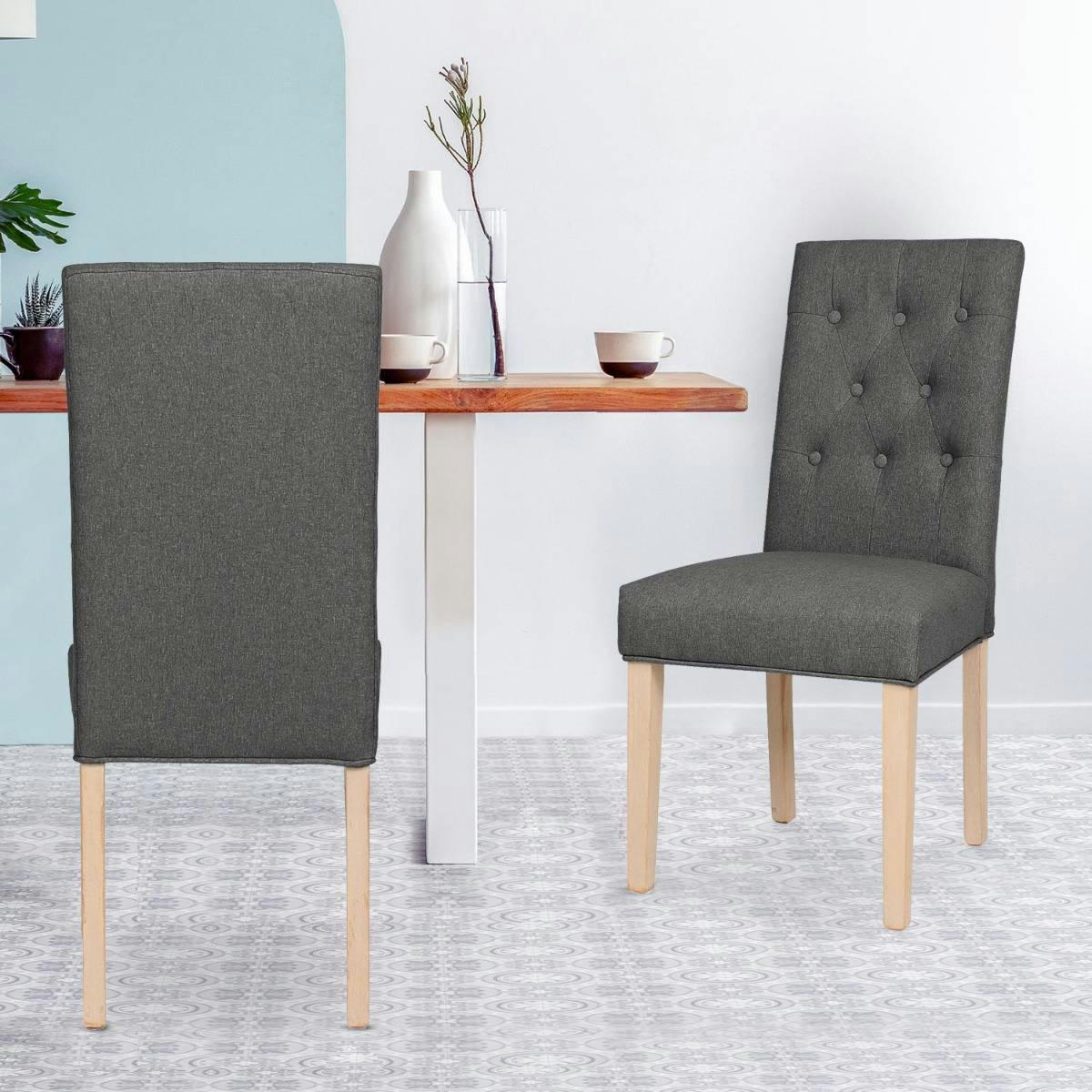 COSTEL - Lot de 2 chaises tissu gris