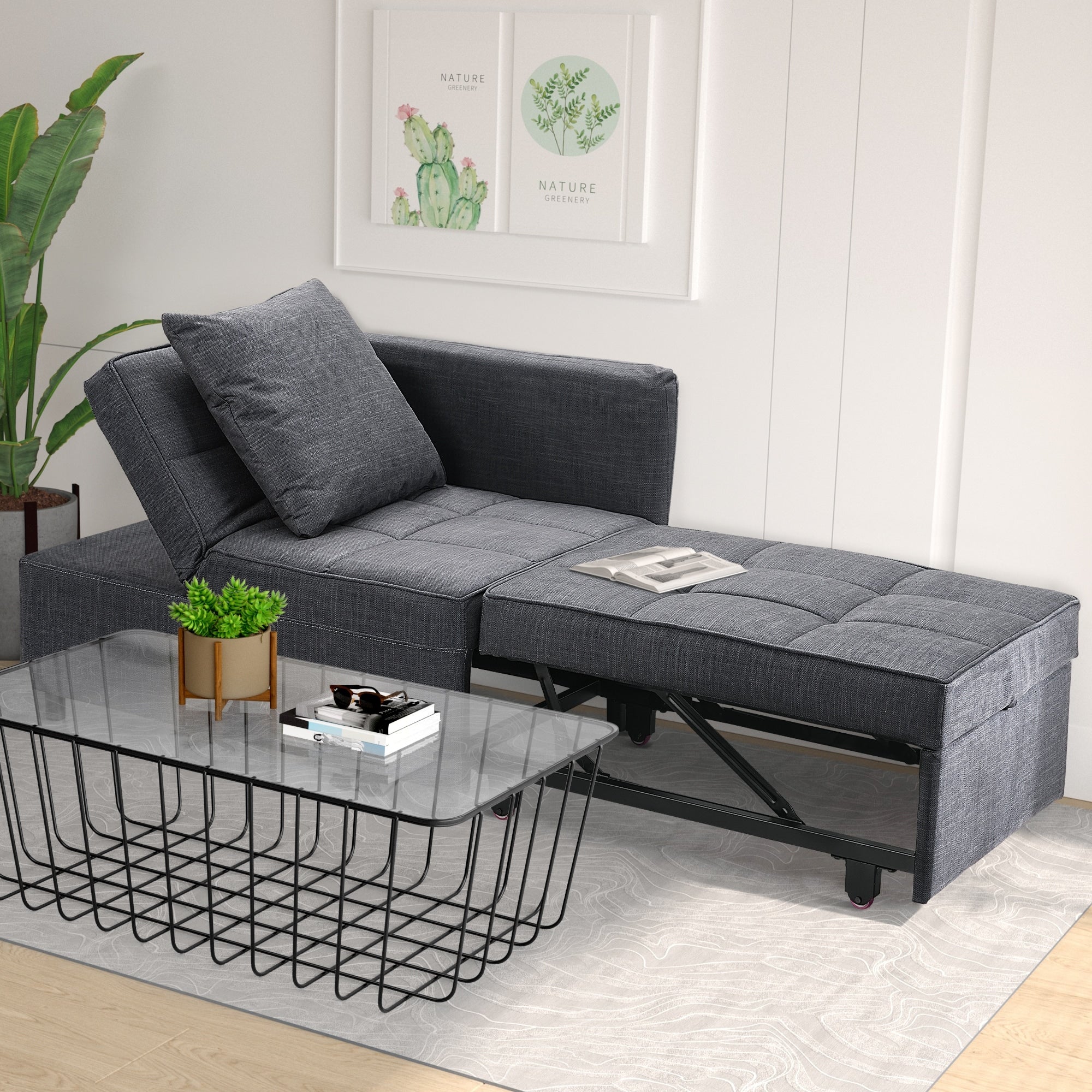 4-in-1 Convertible Sleeper Chair Bed Folding Sofa Bed Pull Out Futon Sofa for Living Room Bedroom Apartment