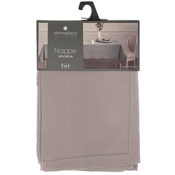 Nappe Jane - coton chambray - gris clair 140x240 cm - Atmosphera