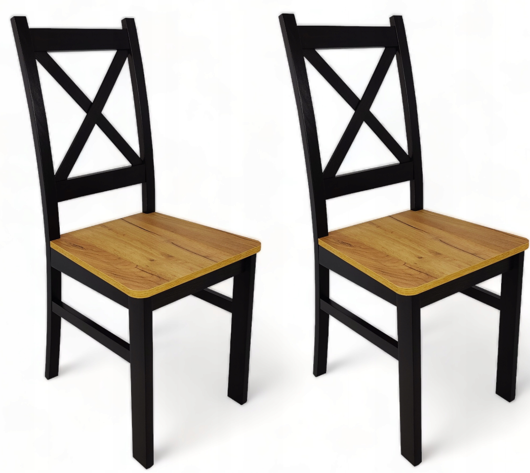 2x Krzesło drewniane Krzyżak Czarny   Craft LOFT