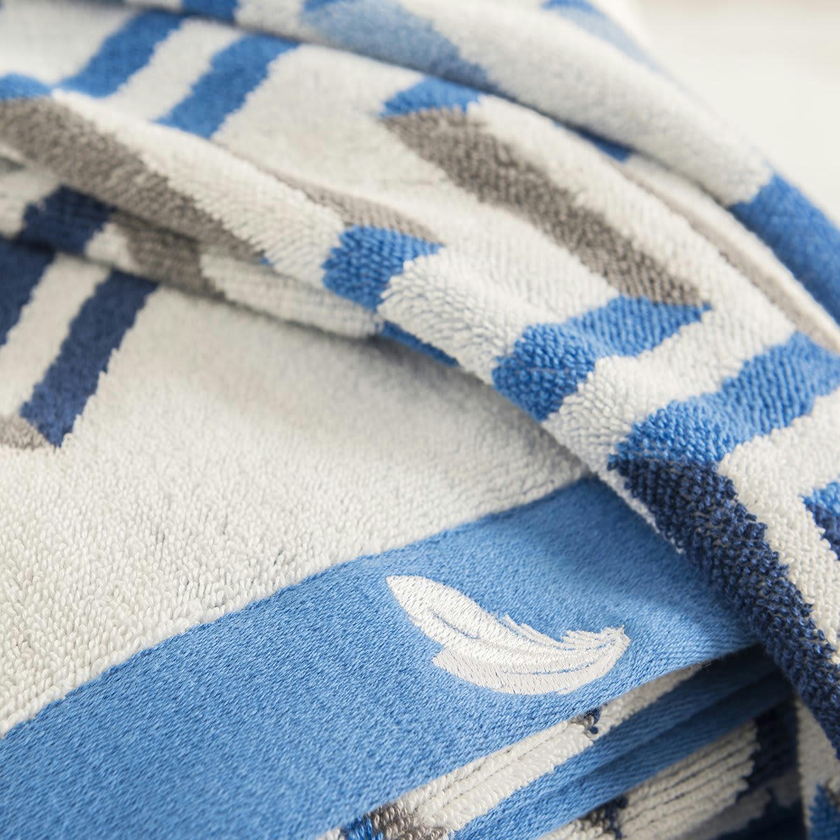 ECUME - Serviette coton bleu clair rayé 50x100 cm