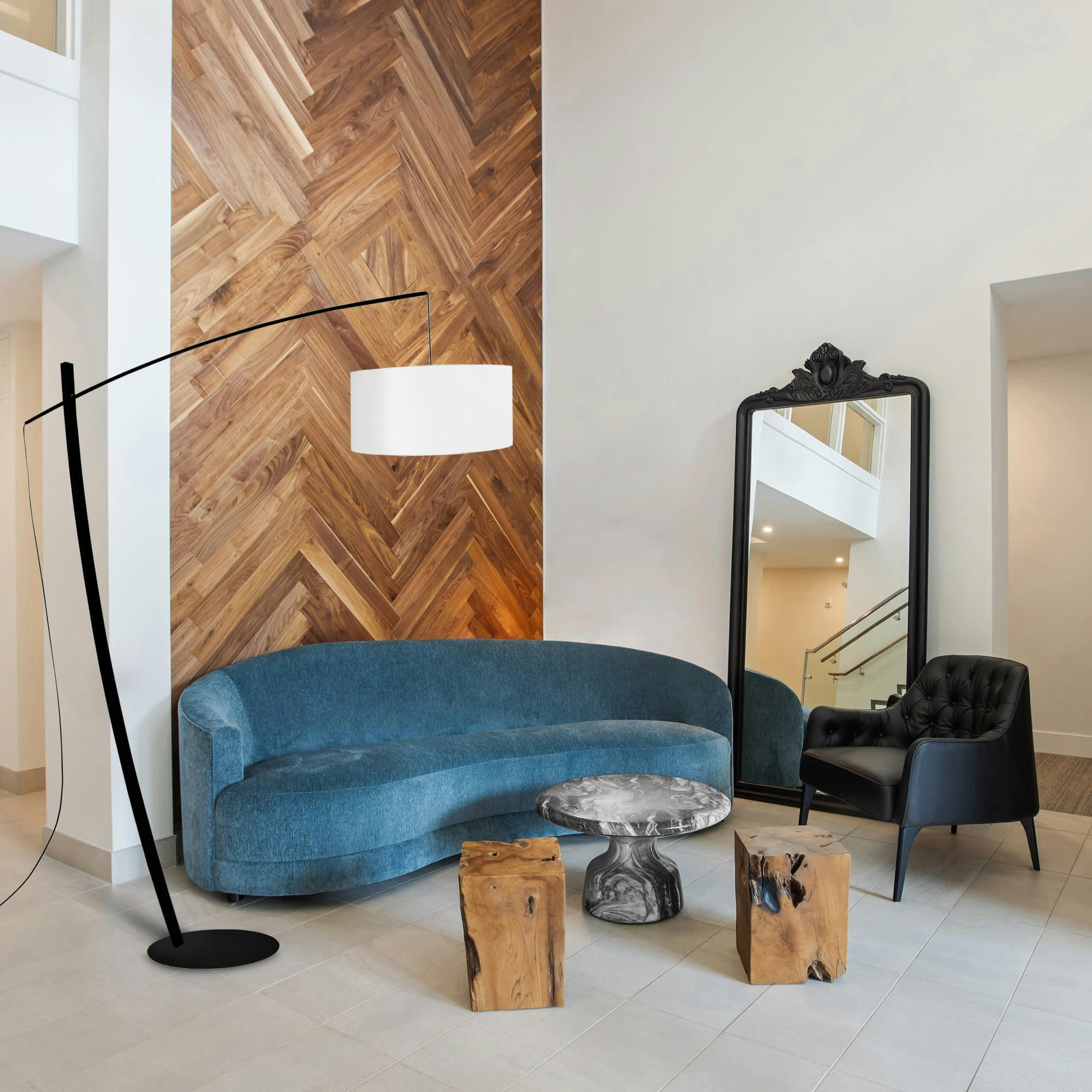 CAVALAIRE - Lampadaire métal noir et blanc