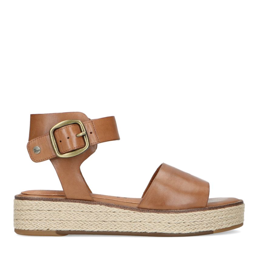 No Stress Cognac leren sandalen