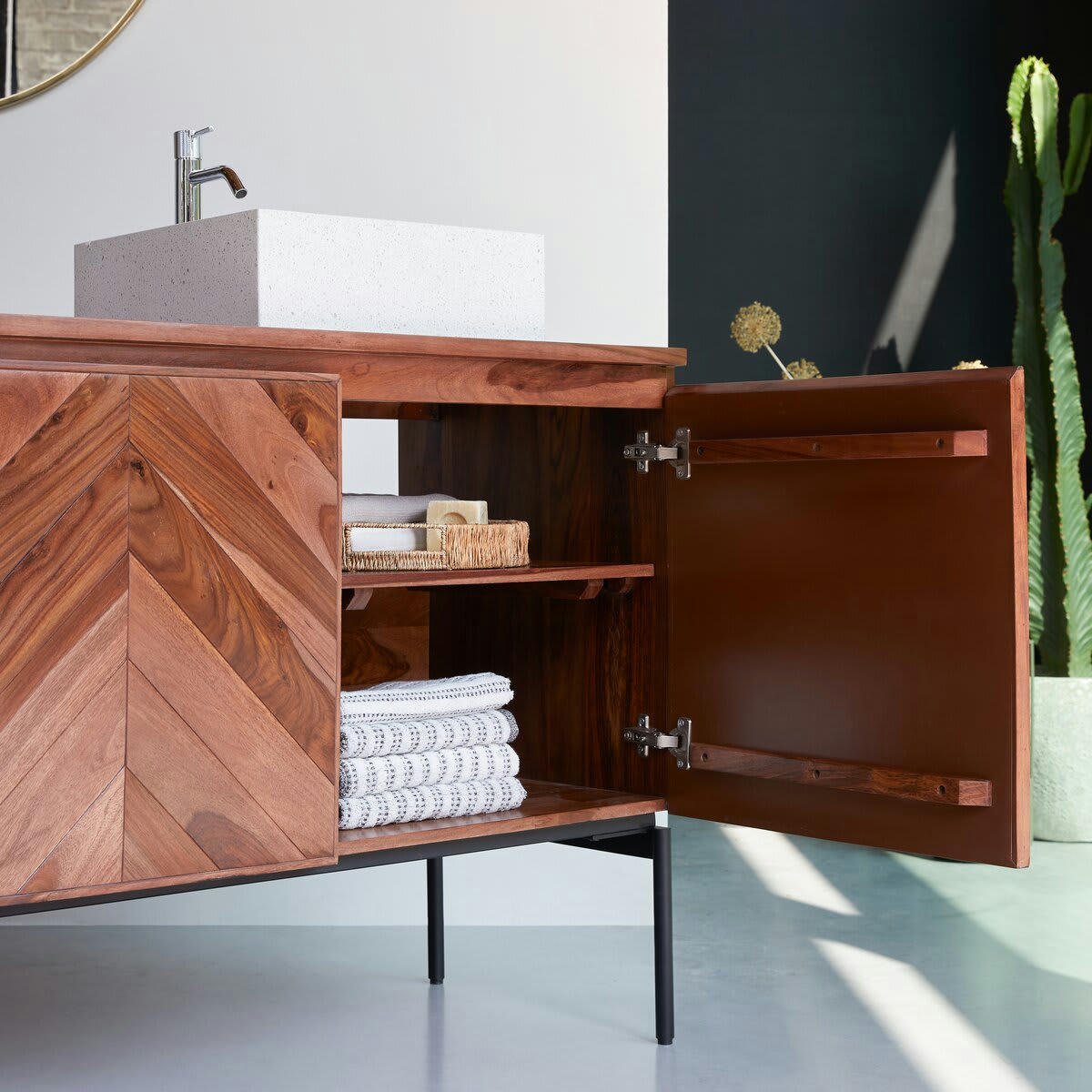 ISMAËL - Meuble sous vasque en palissandre 155 cm