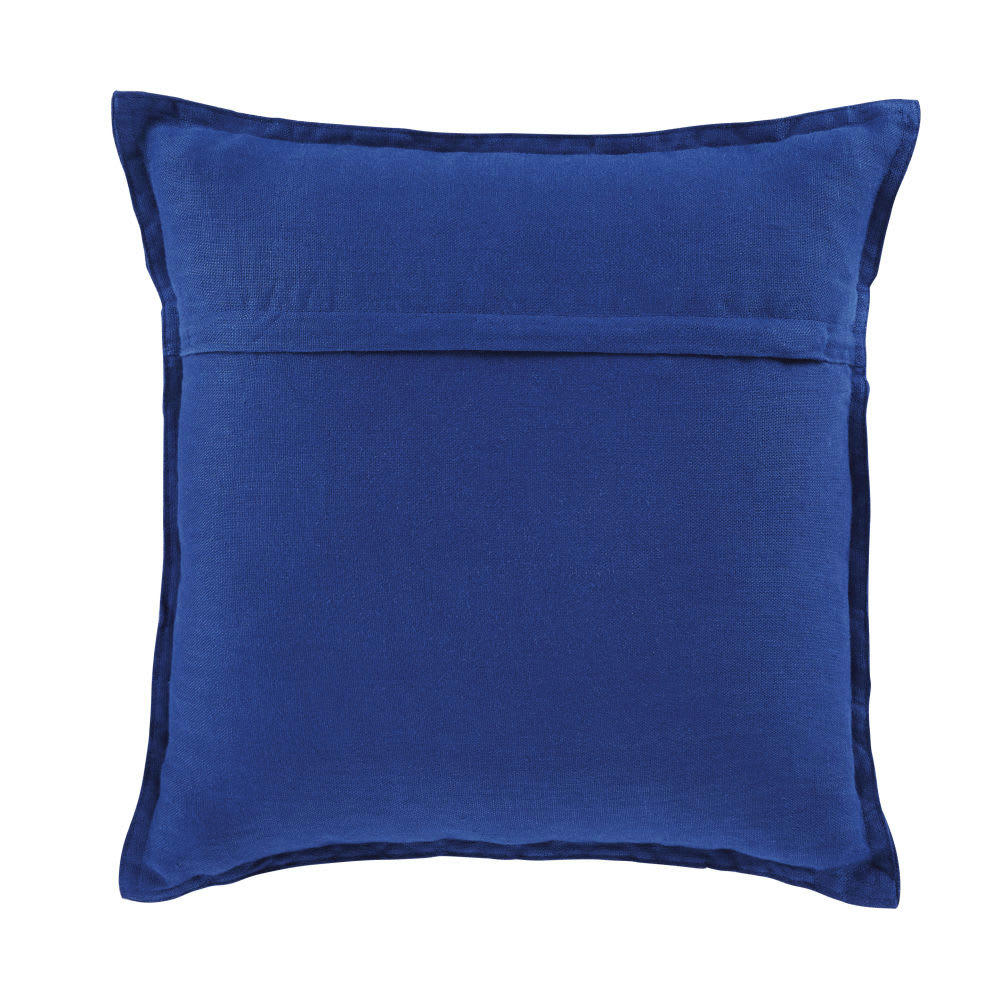 - Coussin en lin lavé bleu indigo 45x45