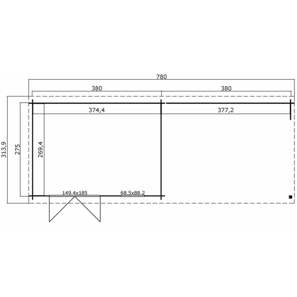 Gartenhaus »Reno«, BxHxT: 780 x 210,9 x 313,9 cm (Außenmaße inkl. Dachüberstand), Holz