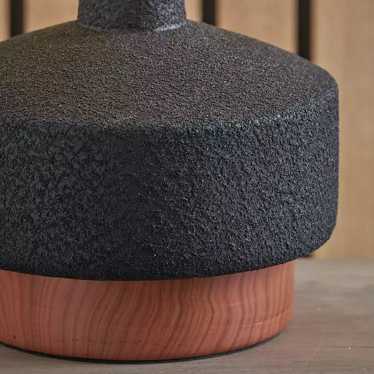 Pacific Elio Ceramic Wood Effect Table Lamp - Black & White