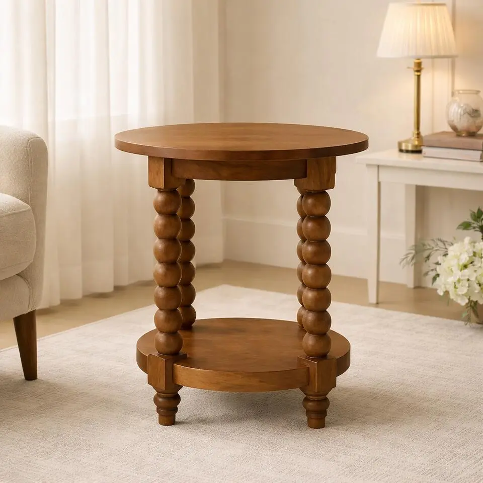 Artisan Furniture Massief hout Barley Twist ronde bijzettafel