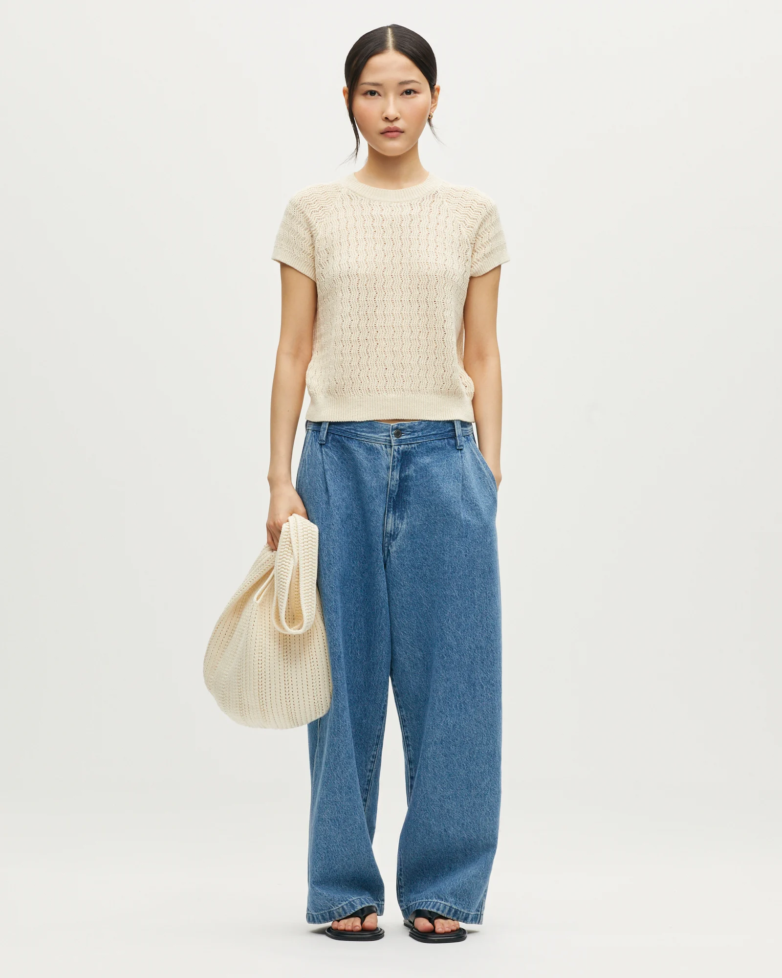 Pull manches courtes en lin