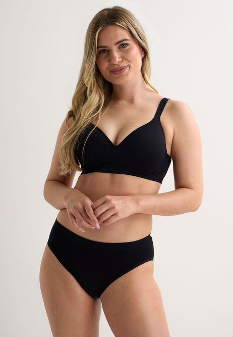 Womens Black High Leg Seam Free Briefs