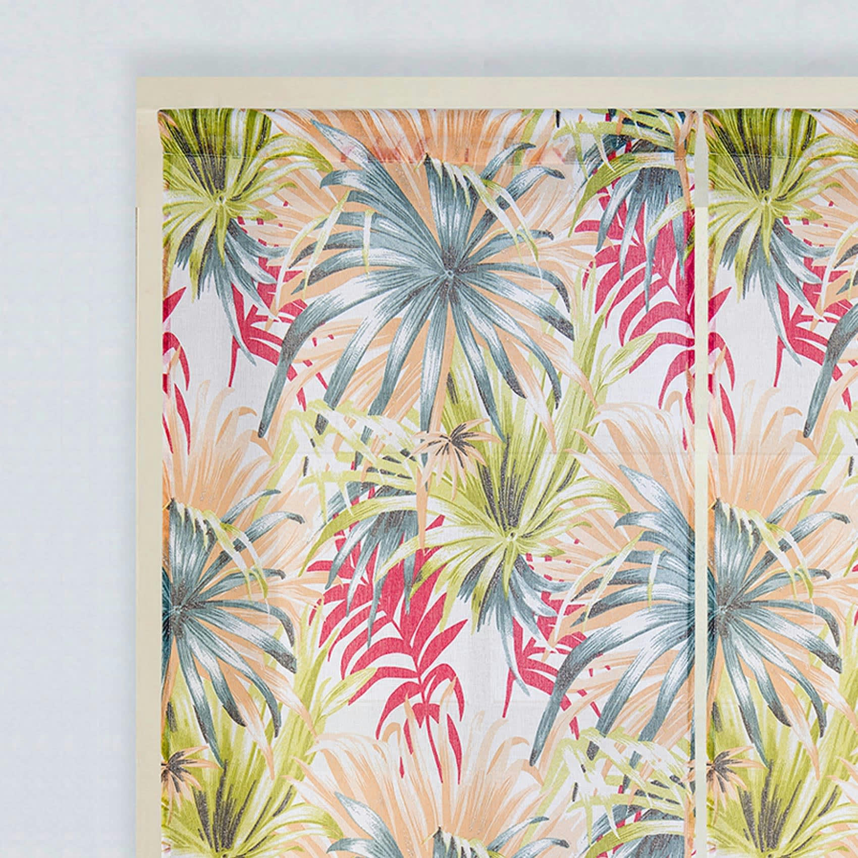 - Paire de vitrages droits au style tropical polyester rouge 60x160 cm