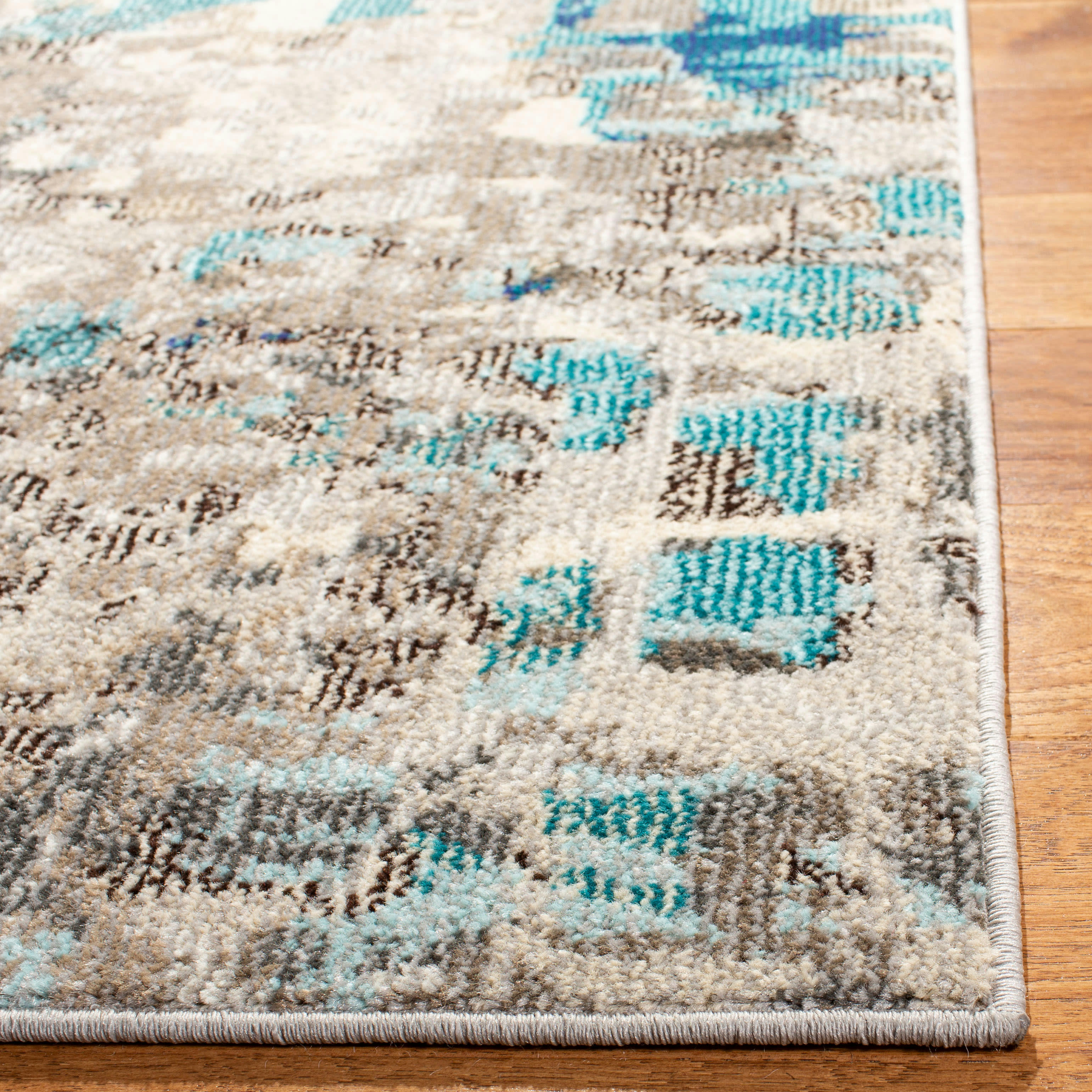 MADISON - Tapis de salon interieur en gris & bleu, 122 x 183 cm
