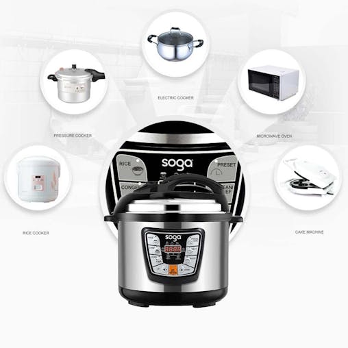 SOGA 2X Stainless Steel Electric Pressure Cooker 12L Nonstick 1600W