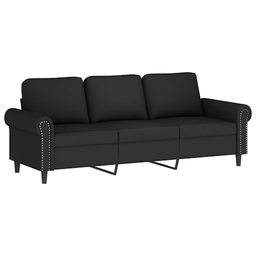 NNEVL 3-Seater Sofa with Throw Pillows Black 180 cm Velvet
