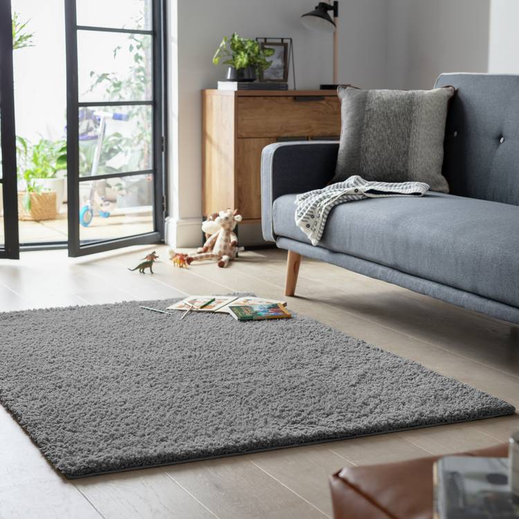 Habitat Cosy Flint Grey Cut Pile Rug - 120x170cm