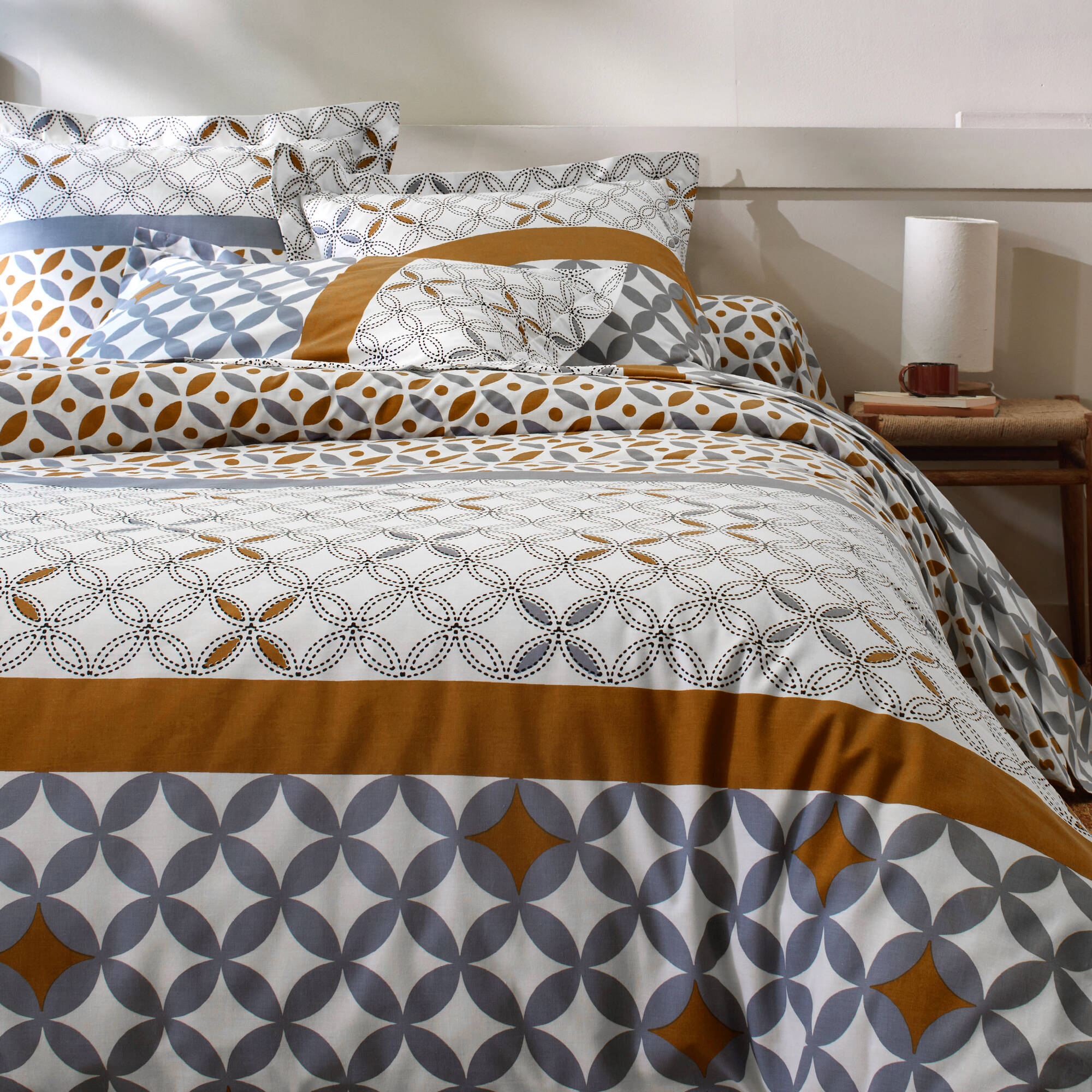 Linge de lit Marlow en coton motifs géométriques
