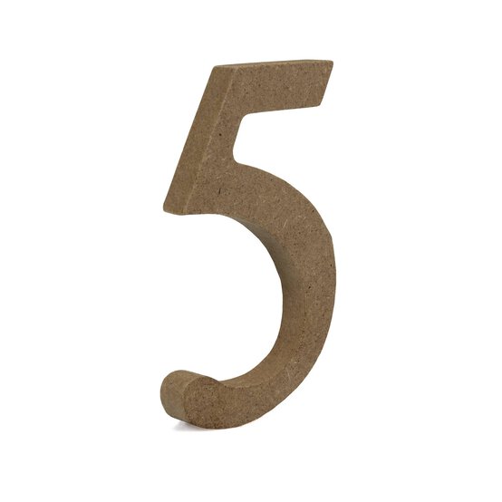 Mini MDF Wooden Number 5 8cm