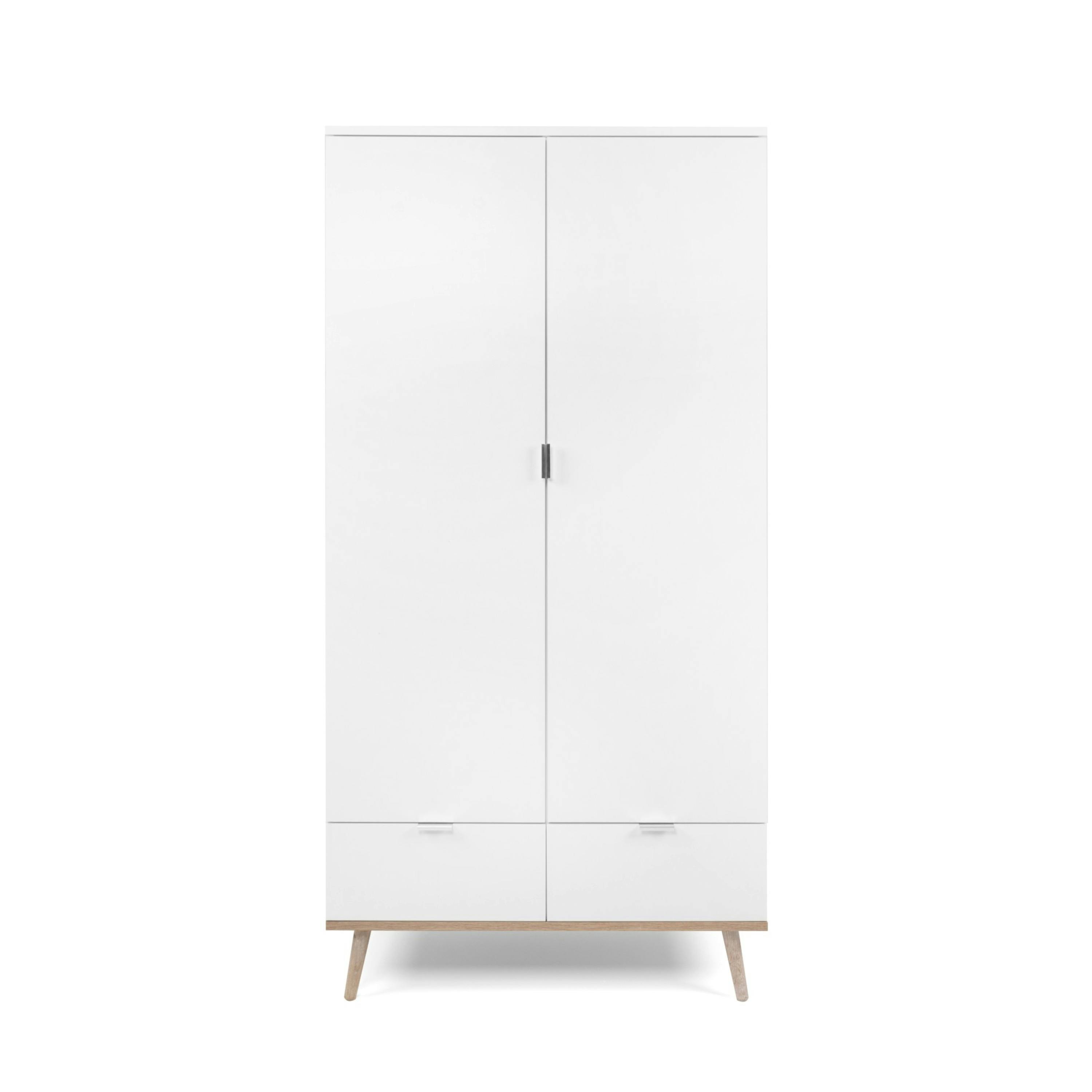 Armoire penderie blanche 2 portes 2 tiroirs ALVA