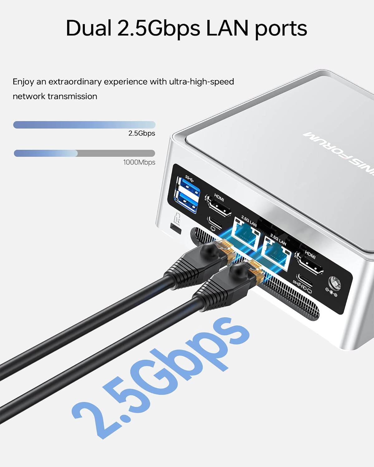 MINISFORUM Mini PC NAB6 Lite Intel Core i5-12600H 12 Cores 16 Threads up to 4.7GHz 16GB RAM DDR4 500GB PCIe4.0 SSD Dual 2.5 G RJ45 LAN Mini Desktop Computer 2 x HDMI 7 x USB Port WiFi 6 BT5.2