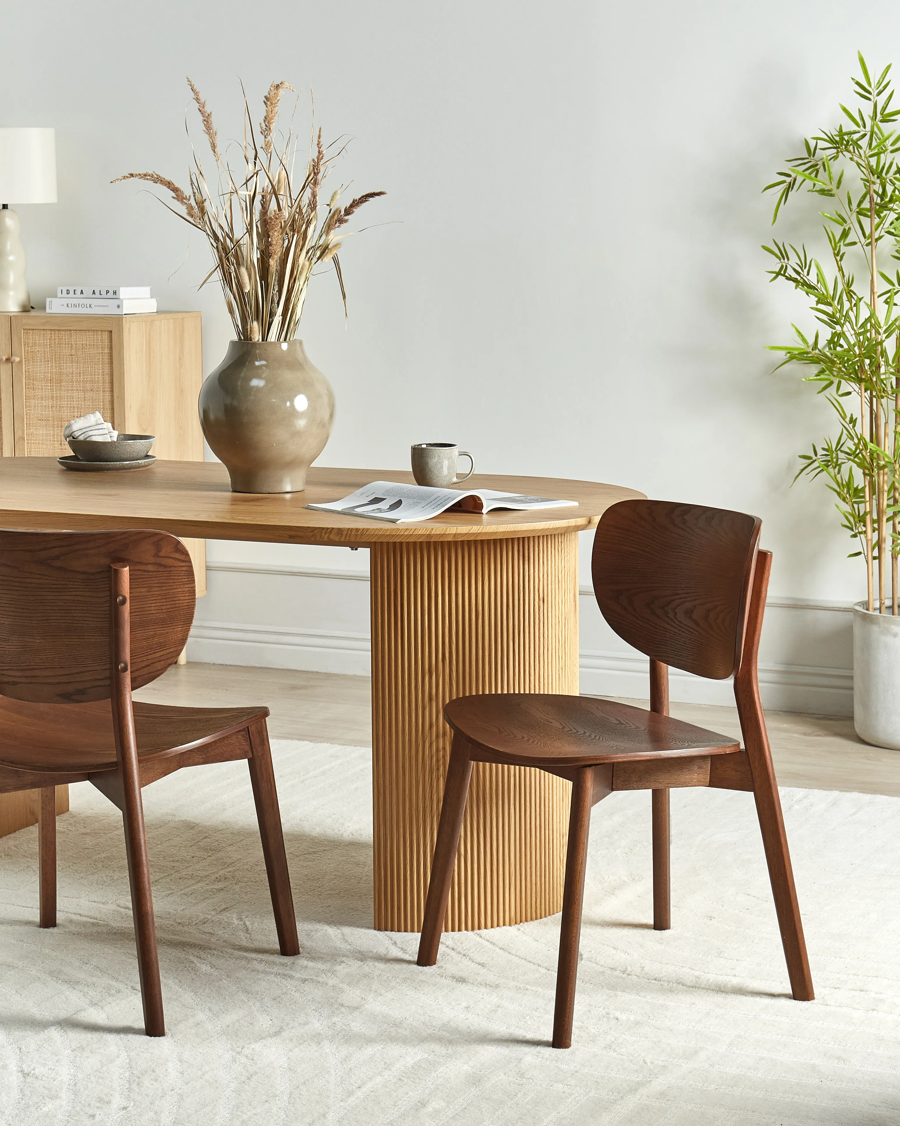 Set of 2 Dining Chairs OVERLY Wood Brown