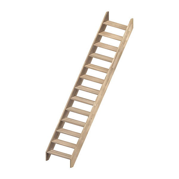 Escalier droit Sogem chêne coloris naturel 13 marches sans contremarches Ardennes