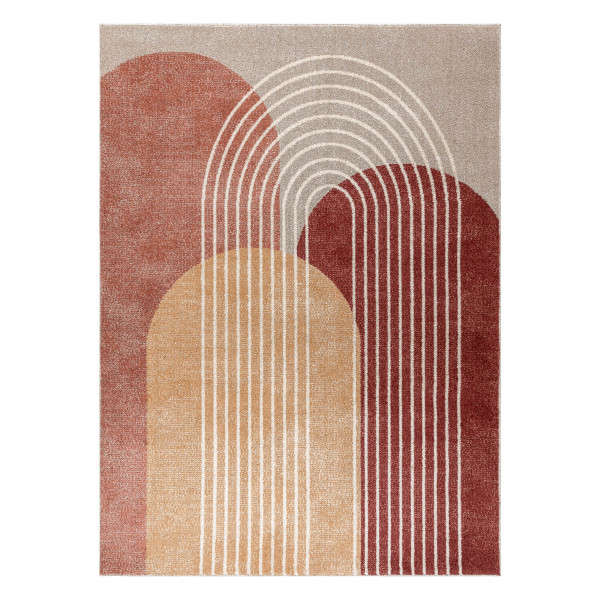 Dywan FUSION 0810 beż / terakota - Geometryczny, nowoczesny, 80x150 cm
