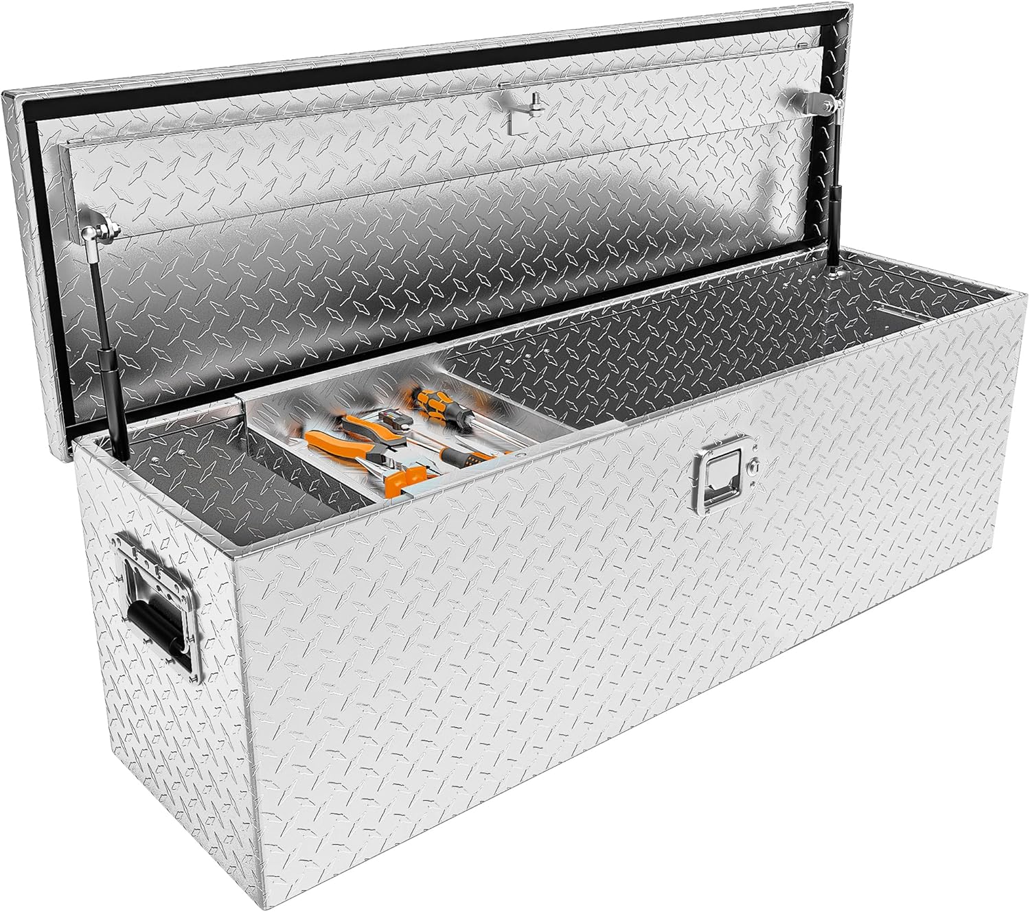 YITAMOTOR 48 Inch Truck Bed Tool Boxes Heavy Duty Aluminum with Sliding Shelf, Diamond Plate ToolBox for Pick Up Truck RV Trailer, Chest Storage Organizer with Lock and Keys