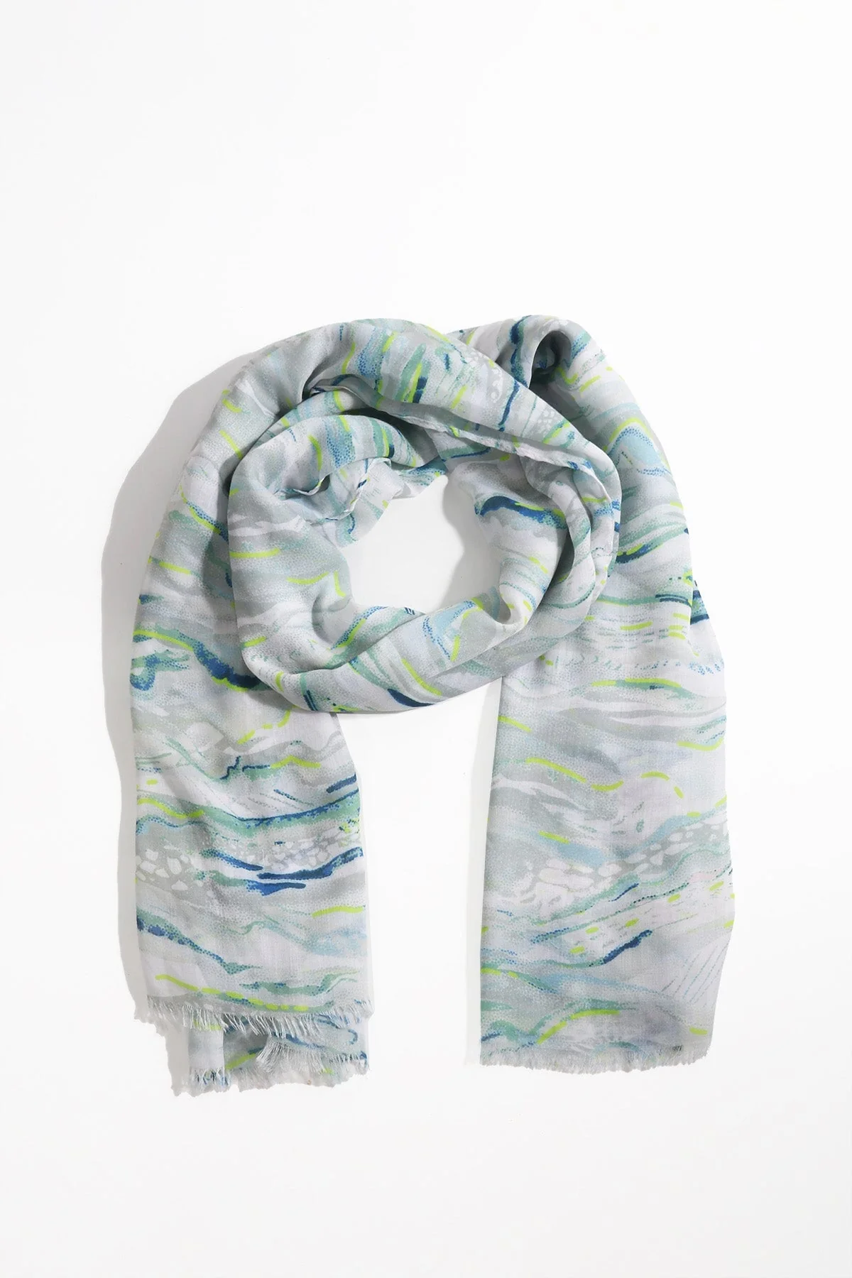 Mint Green Wave Print Scarf