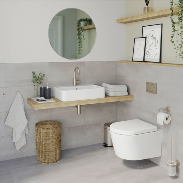 Bad-Accessoire-Set »NOA«, Nickel-matt, Montageart: Kleben oder Bohren