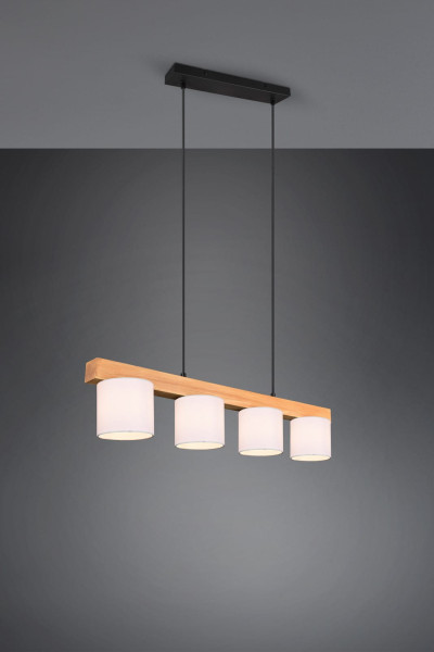 Lampa wisząca jasne drewno-czarna-biała CAMERON 4xE14x28W RL