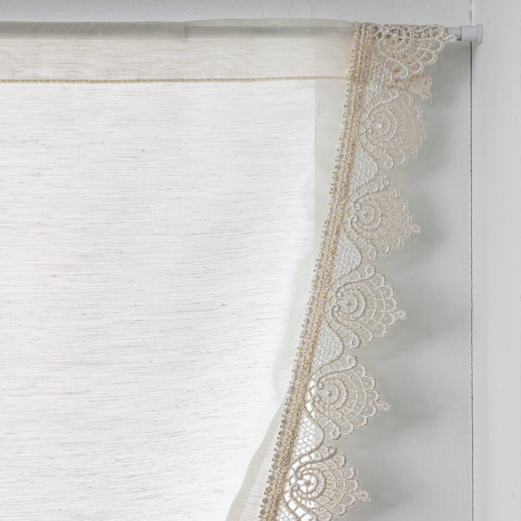 Rideau macramé finition passe-tringle embrasse assortie - la paire