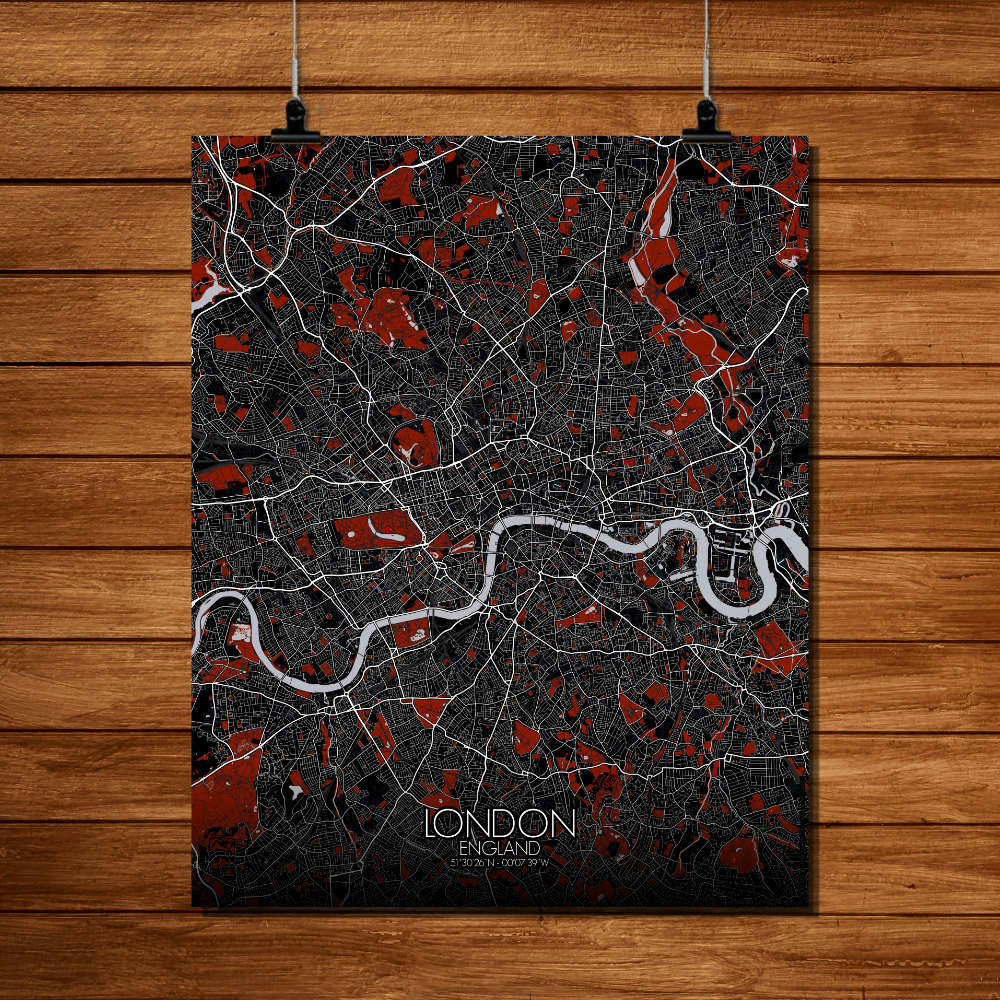 - Affiche Londres Carte Rouge 40x50