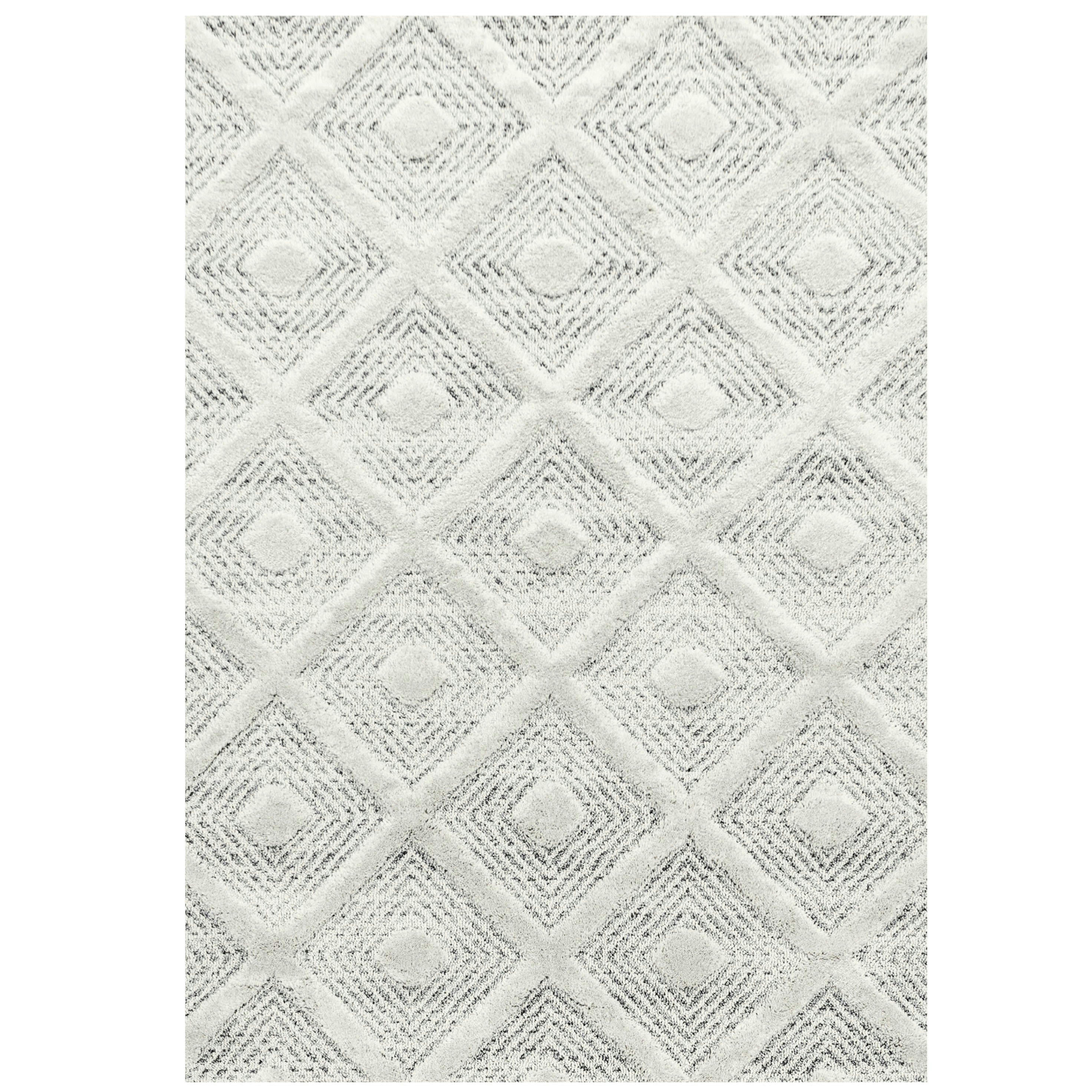 BOHEME - Tapis bohème à relief blanc ivoire 60x110cm