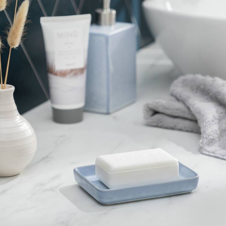 Habitat Reactive Glaze Ceramic Soap Dish - Blue