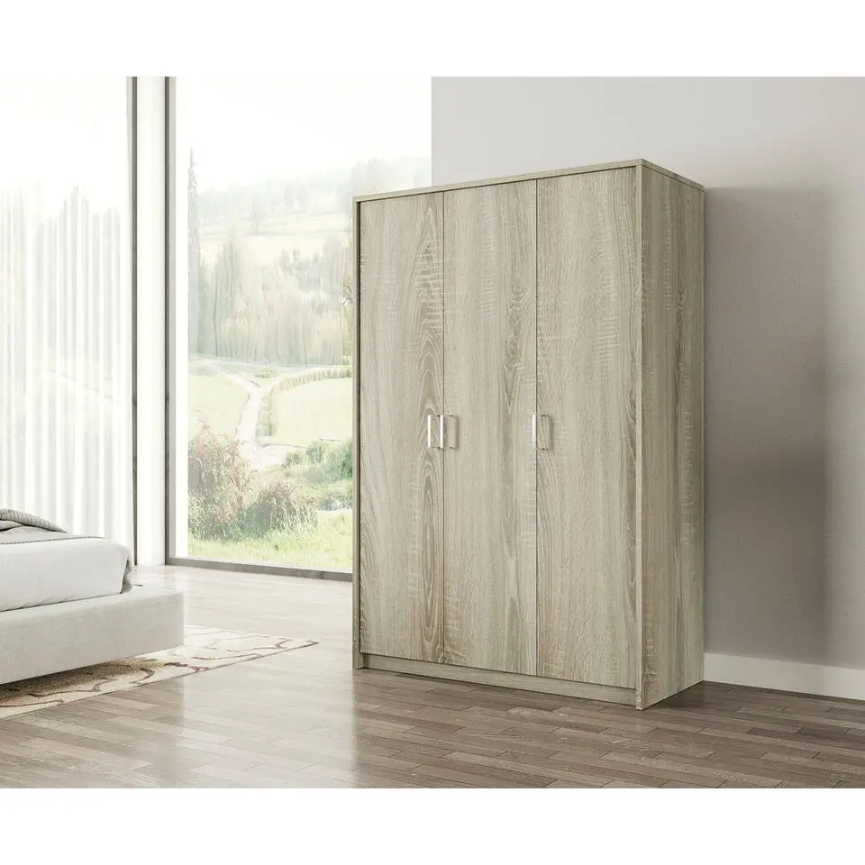 Interiax Kledingkast 'Amelie' - Sonoma Eik - 3 Deurs - 180x120x54 cm