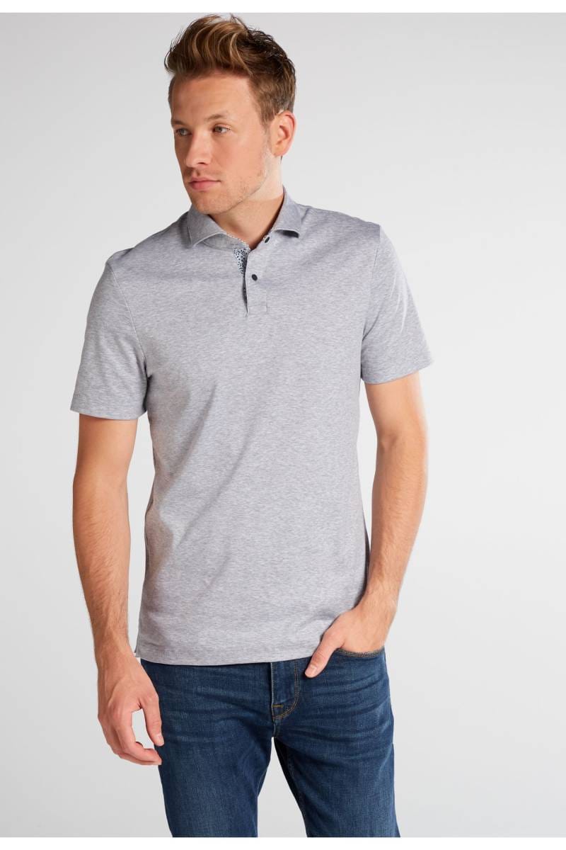 ETERNA Slim Fit Jerseyhemd grau, Einfarbig