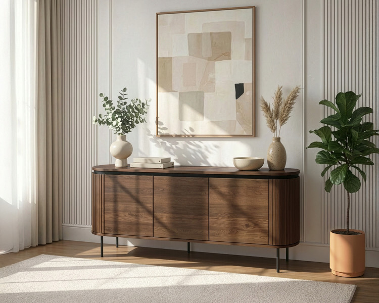 Komoda Duża Z Lamelami Drewniana Loft Do Salonu Sypialni Orzech Beck 160 cm