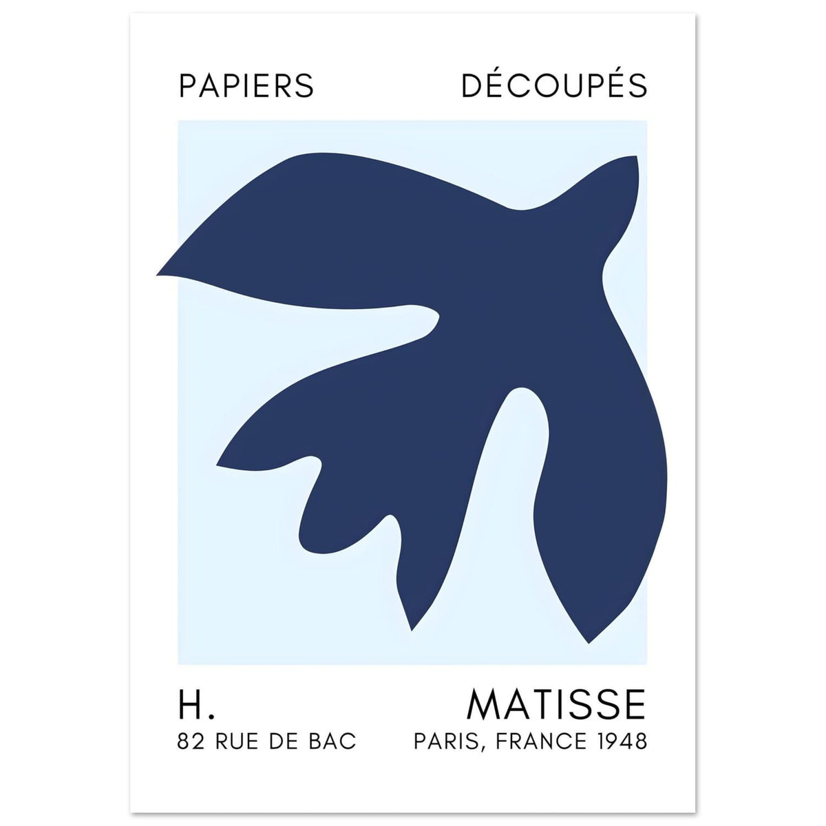 Artfulprints Poster Matisse – Floating forms navy blue I  - A4 21x29.7 cm - Blauw