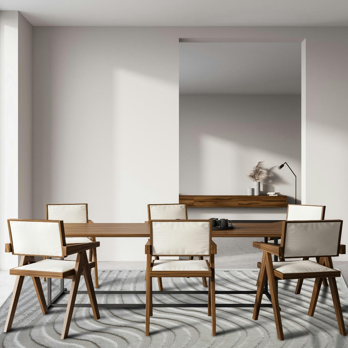 NEW - Tapis pour dehors et dedans motif vibes en relief crème 160x220